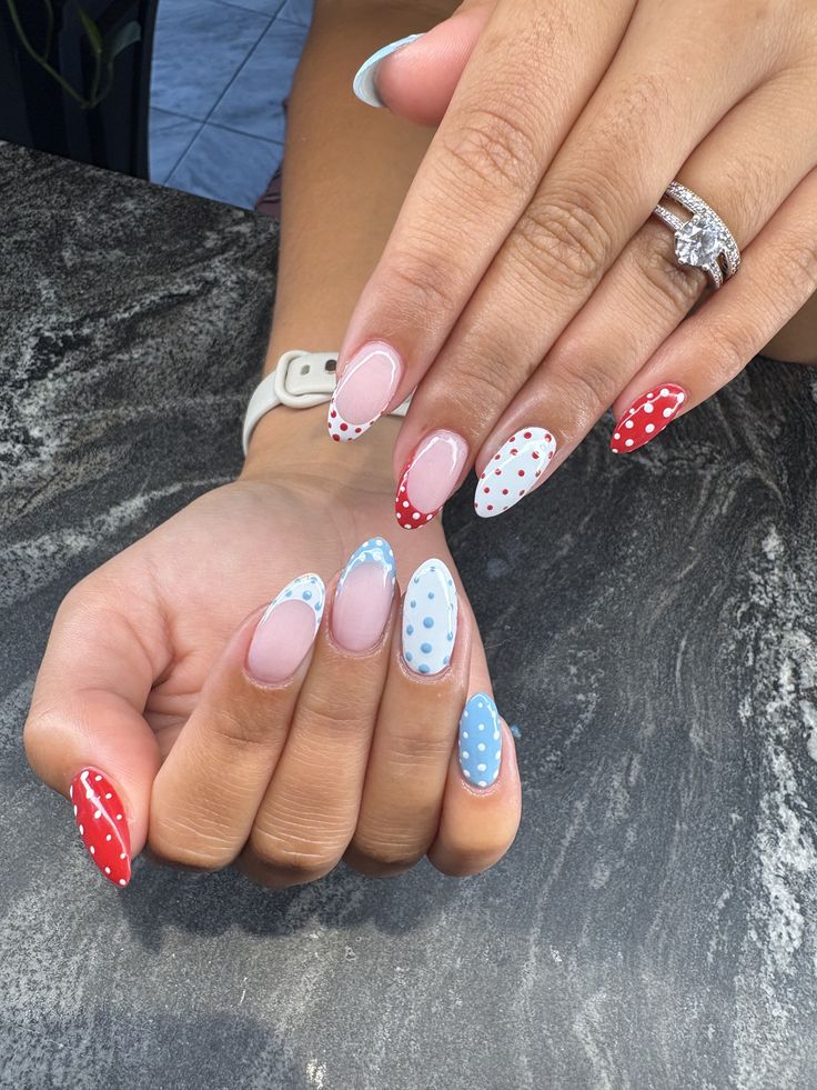 red white and blue nails🤍