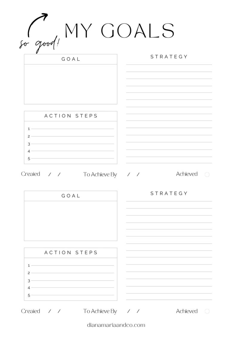 Goal Setting Tips For A New Month + Free Printable! - diana maria co