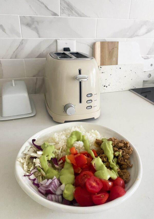 Tasty Taco Bowl Recipe With Avocado Dressing (Gluten and Dairy Free)